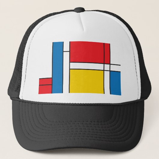 Modern Mondriaan Geïnspireerd grafisch patroon Trucker Pet (Voorkant)