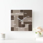 Modern Mondrian Neutrals Vierkante Klok (Huis)