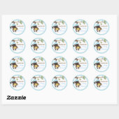 Modern Monkey Sweet Boy Baby shower in blauw Ronde Sticker (Vel)