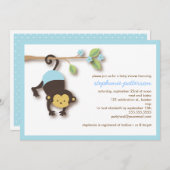 Modern Monkey Sweet Boy Baby shower Invitation Kaart (Voorkant / Achterkant)