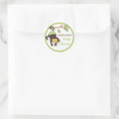 Modern Monkey Sweet Neutral Baby shower | Groen Ronde Sticker (Tas)
