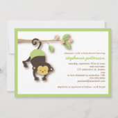 Modern Monkey Sweet Neutral Baby shower Invitation Kaart (Voorkant)