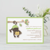 Modern Monkey Sweet Neutral Baby shower Invitation Kaart (Staand voorkant)
