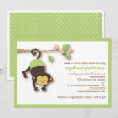 Modern Monkey Sweet Neutral Baby shower Invitation Kaart (Voorkant / Achterkant)