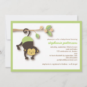 Modern Monkey Sweet Neutral Baby shower Invitation Kaart
