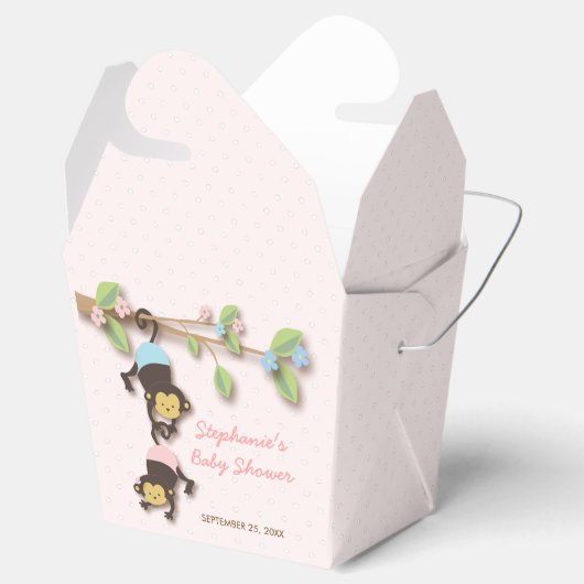 Modern Monkey Twin Meisje & Jongen Favor Box Bedankdoosjes (Geopend)