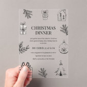Modern Monochrome Christmas Dinner  Acryl Uitnodigingen (Insitu (Draagbaar))