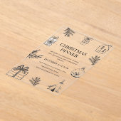 Modern Monochrome Christmas Dinner  Acryl Uitnodigingen (Laagn)