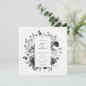 Modern Monochrome White Floral Square Wedding Kaart (Staand voorkant)