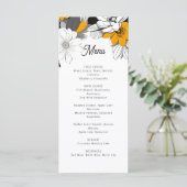 Modern monochroom bloemenbruiloft menu (Staand voorkant)