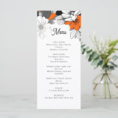 Modern monochroom bloemenbruiloft menu (Staand voorkant)