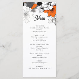 Modern monochroom bloemenbruiloft menu
