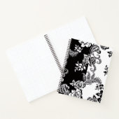 Modern monochroom bloempatroon notitieboek (Binnen)