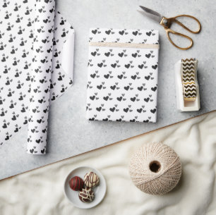  Modern Monochroom Hartjespatroon  Cadeaupapier