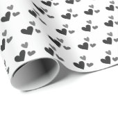 Modern Monochroom Hartjespatroon  Cadeaupapier (Rol Hoek)