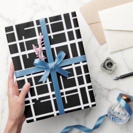 Modern monochroom raster zwart abstract patroon cadeaupapier