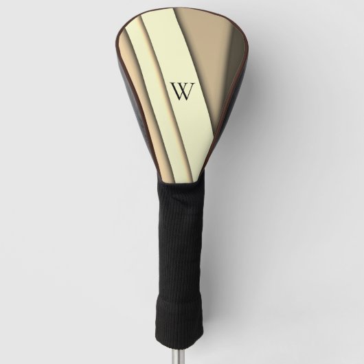 Modern Monochroom Tan Initiaal Golfheadcover (Voorkant)
