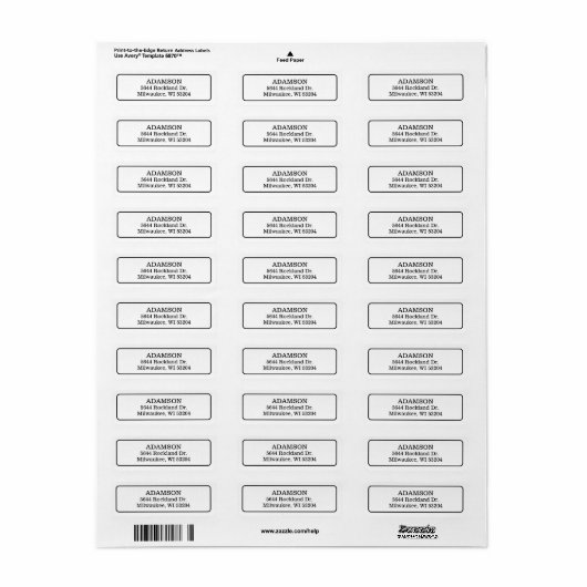 Modern monochroom vet randadreslabel etiket (Full Sheet)