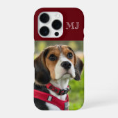 Modern Monogram 1 Foto Burgundy Rood iPhone Hoesje (Achterkant)