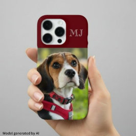 Modern Monogram 1 Foto Burgundy Rood iPhone 16 Pro Hoesje