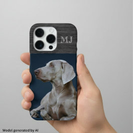 Modern Monogram 1 Foto Geborsteld Metaal Grijs iPhone 16 Pro Hoesje