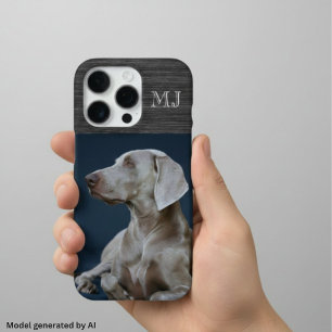 Modern Monogram 1 Foto Geborsteld Metaal Grijs iPhone 16 Pro Hoesje