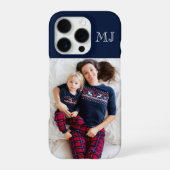 Modern Monogram 1 Foto Navyblauw iPhone Hoesje (Achterkant)