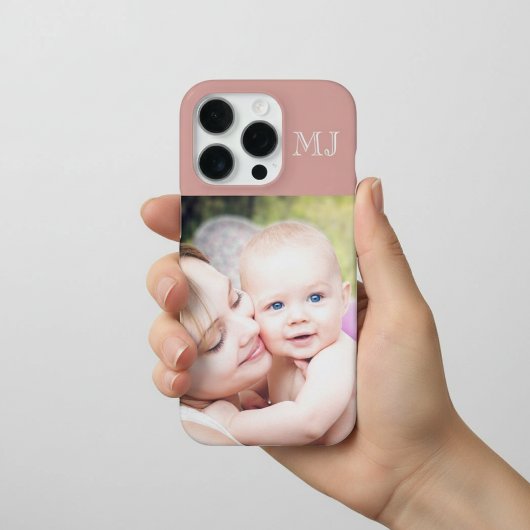 Modern Monogram 1 Foto Stof Roze iPhone Hoesje