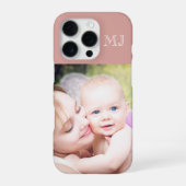 Modern Monogram 1 Foto Stof Roze iPhone Hoesje (Achterkant)
