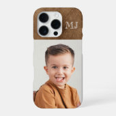 Modern Monogram 1 Foto Versleten Bruin iPhone Hoesje (Achterkant)