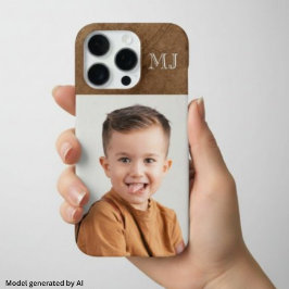 Modern Monogram 1 Foto Versleten Bruin iPhone 16 Pro Hoesje