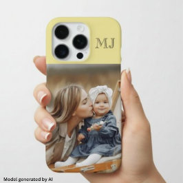 Modern Monogram 1 Foto Zachte Geel iPhone 16 Pro Hoesje