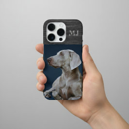 Modern Monogram 1 Photo Brushed Metal Grey iPhone 16 Pro Hoesje