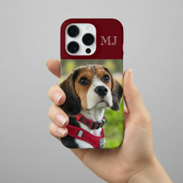 Modern Monogram 1 Photo Burgundy Red iPhone 16 Pro Hoesje