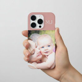 Modern Monogram 1 Photo Dusty Rose iPhone 16 Pro Hoesje