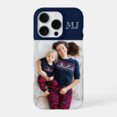 Modern Monogram 1 Photo Navy Blue iPhone Hoesje (Achterkant)