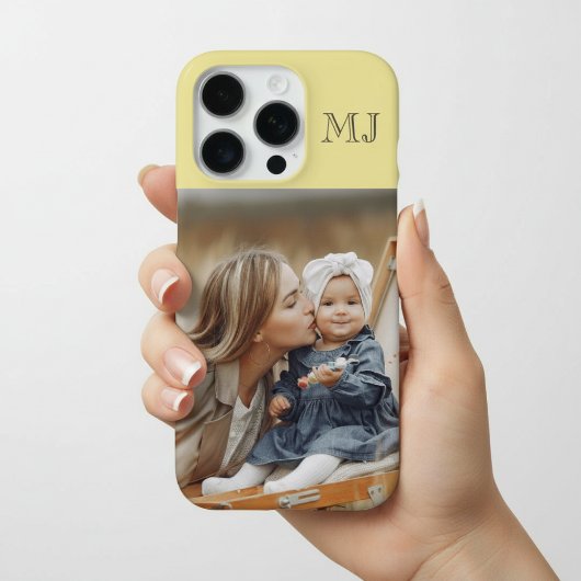 Modern Monogram 1 Photo Soft Yellow iPhone Hoesje