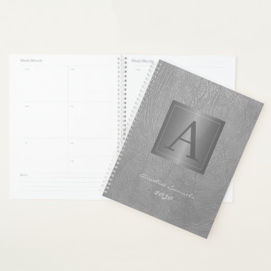 Modern monogram 2026 professioneel zilver elegant planner (Display)