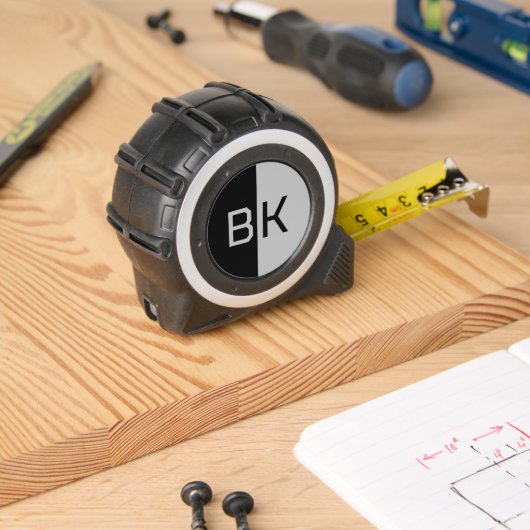 Modern Monogram 2 Initialen aangepaste kleuren Rolmaat (Houtwerk)