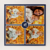 Modern Monogram 4 Foto collage op Navy Blue Legpuzzel (Horizontaal)