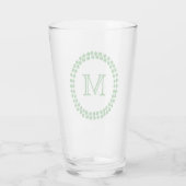 Modern Monogram 4 Leaf Clover Green Shamrock Glas (Achterkant)