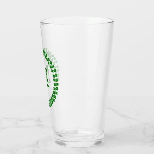Modern Monogram 4 Leaf Clover Green Shamrock Glas (Links)