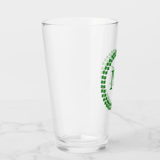 Modern Monogram 4 Leaf Clover Green Shamrock Glas (Rechts)