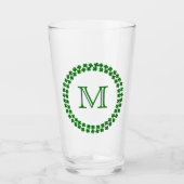 Modern Monogram 4 Leaf Clover Green Shamrock Glas (Voorkant)