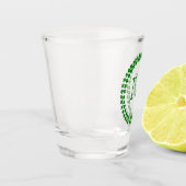 Modern Monogram 4 Leaf Clover Green Shamrock Shot Glas (Links)
