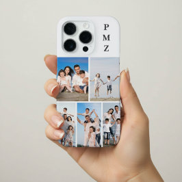 Modern Monogram 5 Photo Collage Cloud Dancer White iPhone 16 Pro Hoesje