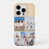 Modern Monogram 5 Photo Collage Sand Cream Beige iPhone Hoesje (Achterkant)