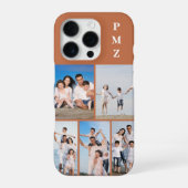 Modern Monogram 5 Photo Collage Terracotta iPhone Hoesje (Achterkant)