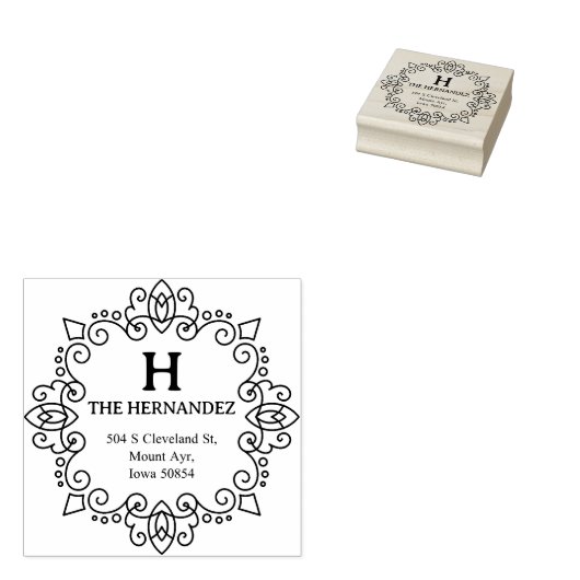 Modern Monogram Aangepaste naam Retouradres Rubberstempel (Gestempeld)