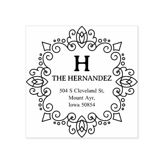 Modern Monogram Aangepaste naam Retouradres Rubberstempel (Afrduk)